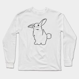 Black linear draw bunny illustration Long Sleeve T-Shirt